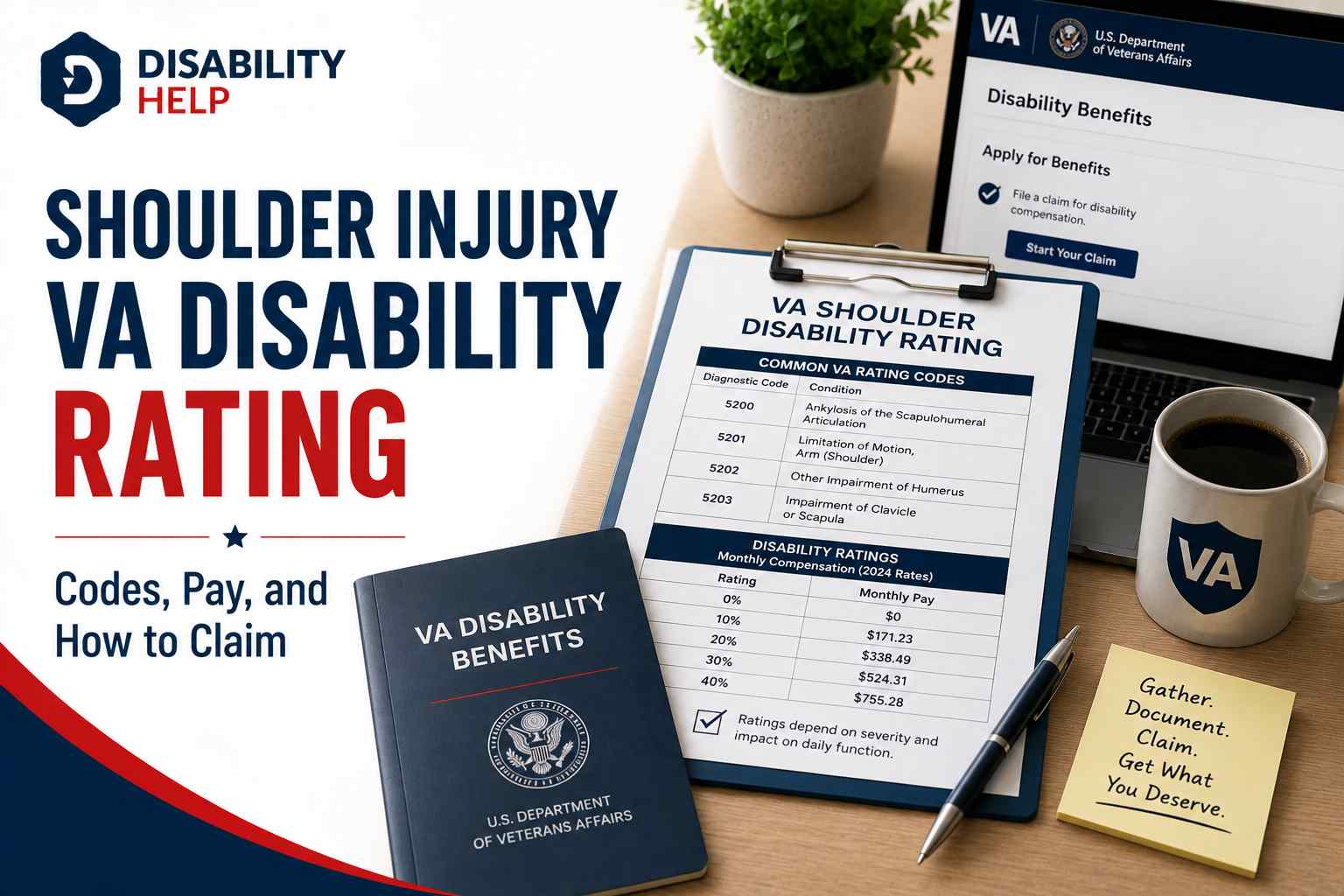 VA Disability Rating for Shoulder Injuries Codes, 2026 Pay, and How to Claim